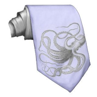 Vintage nautical steampunk octopus print tie.