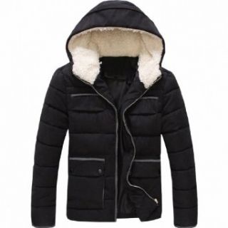 Mens Slim Fit Faux Wool Motorcycle Blazer Cotton Coat Winter Outerwear Hoodie, L, Black at  Men�s Clothing store