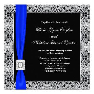 Royal Blue Black Lace Wedding Custom Announcement