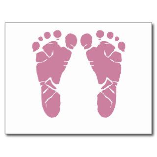 Pink baby footprints post cards
