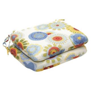 Outdoor 2 Piece Chair Cushion Set   Blue/White/Yellow Floral