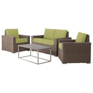 Threshold 4 Piece Lime Green Wicker Patio Furniture Set, Heatherstone Collection