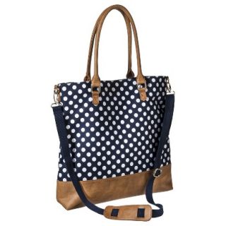 Merona Polka Dot Canvas Tote Handbag with Removable Crossbody Strap   Blue