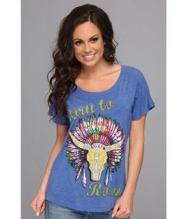 Gypsy SOULE Born to Roam Womens Short Sleeve Pullover (Blue)