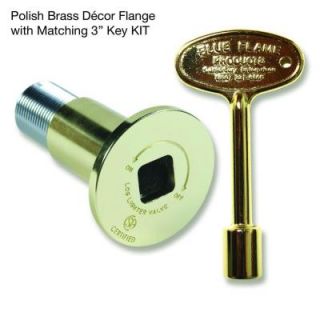 Blue Flame Gas Valve Flange and Key Kit in Polished Brass DK.0202