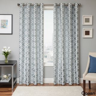 Softline Home Fashions Peyton Tile Woven Jacquard Grommet Top Curtain Panel Blue Size 55 x 84