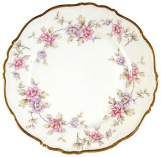 Edelstein Delphine Salad Plate, Fine China Dinnerware   Scalloped, Floral Rim