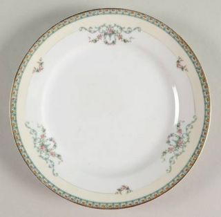 Noritake Lincoln Salad Plate, Fine China Dinnerware   Patent 68469,Green Scrolls