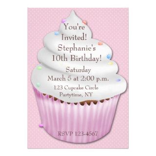 Pink Cupcake Birthday Invitation