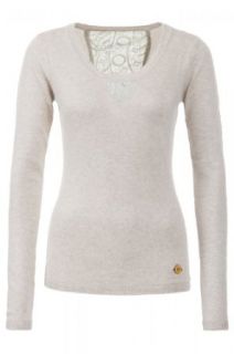 Khujo Damen Pullover mit Spitzeneinsatz Ardea W White 121 L Bekleidung