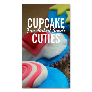 Cupcake Bakery Business Cards Pink Blue Photo