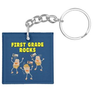 First Grade Rocks Keychains