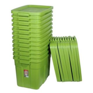 Rubbermaid Roughneck 18 Gallon Storage Tote in Green (12 Pack) 1859461