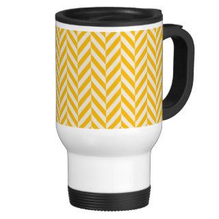 Hipster Girly Yellow White Zig Zag Chevron Pattern Coffee Mugs