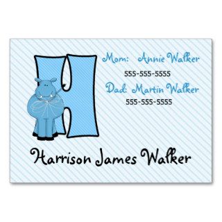 Child's Emergency Information Cards Letter H Business Card