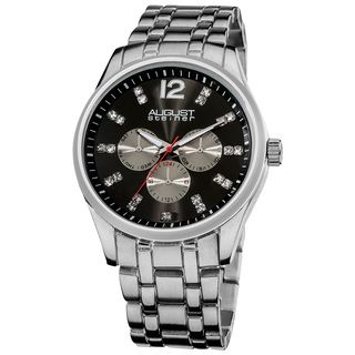August Steiner Men's Crystal Markers Sunray Dial Bracelet Watch August Steiner Men's August Steiner Watches