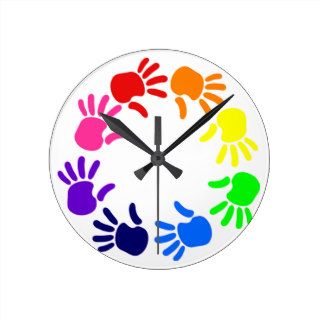 Rainbow Handprints Clock