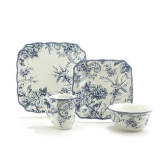 222 Fifth Adelaide Blue/ White 16 piece Dinnerware Set 222 Fifth Casual Dinnerware