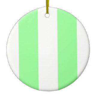 Light Mint Green and White Huge Stripe Pattern Ornaments