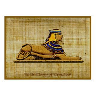 Egyptian Sphinx on Papyrus Art Poster