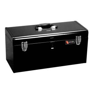 Excel Portable Steel Tool Box,with Steel Tray, Black, 20in. W x 8.6in. D x 9.6in. H, Each TB140  Black