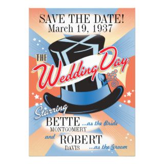 Hollywood Wedding Save The Date Card Custom Invitation