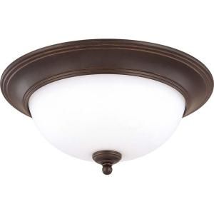 Glomar Glenwood 2 Light 15 in. Flush Dome with Satin White Glass Finished in Sudbury Bronze HD 1786
