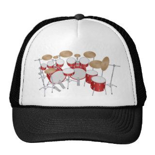 10 Piece Drum Kit Vector Drawing Hats