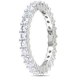 Miadora 10k White Gold 1 1/8ct TGW Created White Sapphire Eternity Ring Miadora Gemstone Rings
