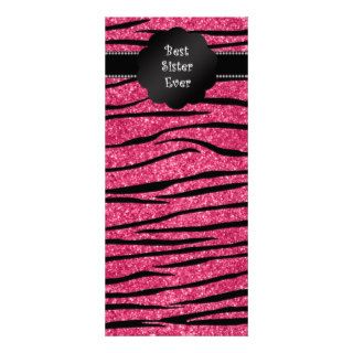 Best sister ever pink glitter zebra stripes customized rack card