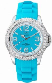 TOM WATCH Damen Armbanduhr mit Kristalle CRYSTAL 44 mm Ocean Turquoise, Größe XL (133 21) Uhren
