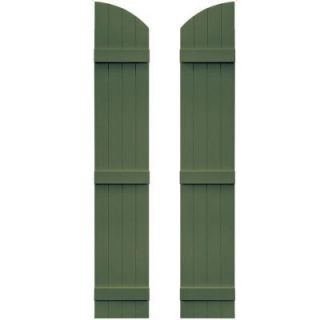Builders Edge 14 in. x 81 in. Board N Batten Shutters Pair, Four Boards Joined with Arch Top #283 Moss 090140081283