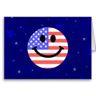 4th of July American Flag Smiley face Greeting Card
