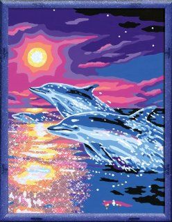 Ravensburger 28202   Delfine im Sonnenuntergang   Malen nach Zahlen, 18 x 24 cm Spielzeug