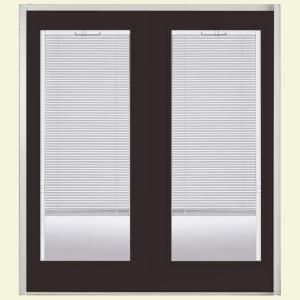 Masonite 60 in. x 80 in. Willow Wood Prehung Right Hand Inswing Miniblind Steel Patio Door with No Brickmold 42042