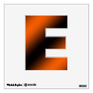 Letter E Initial    Black and Orange Wall Sticker