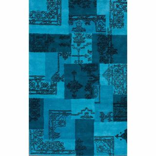 nuLOOM Handmade Dye Patchwork Turquoise Wool Rug (5' x 8') Nuloom 5x8   6x9 Rugs