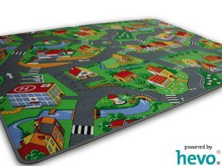 Stadt Land Fluss HEVO ® Teppich  Kinderteppich  Spielteppich 145x200 cm Küche & Haushalt