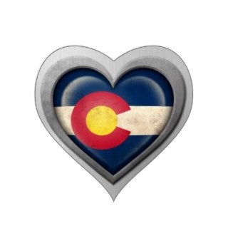 Colorado Heart Flag Stainless Steel Effect Stickers