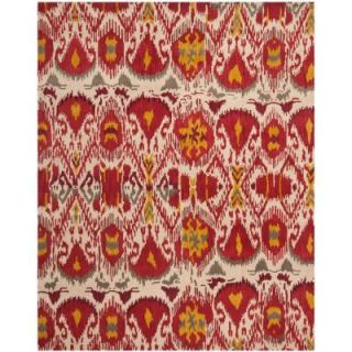 Safavieh Ikat Ivory/Red 8 ft. x 10 ft. Area Rug IKT226A 8
