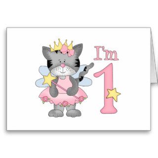 Princess Kitty 1st Birthday Greeting Cards