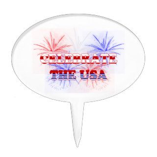 Celebrate The USA Red White Blue Fireworks Cake Toppers