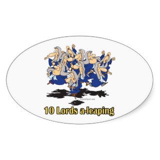 ten lords a leaping 10th tenth day of christmas oval stickers