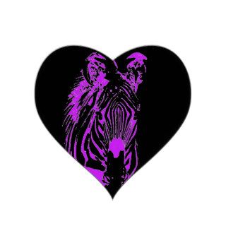 Neon Pin Zebra ~ Heart Stickers