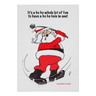 Santa golfing posters