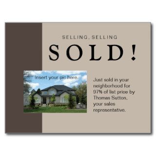 Just Sold Real Estate Postcard Taupe