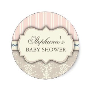 Chic Damask Vintage Baby Shower Favor Sticker