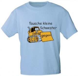 Kinder T Shirt für Jungen mit Motivdruck "Tausche kleine Schwester gegen (Bagger)"   NEU Gr. 86 164 (06921) Bekleidung