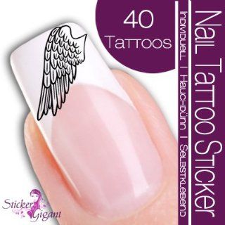 Nail Tattoo Sticker Flügel / Engelsflügel   schwarz Parfümerie & Kosmetik