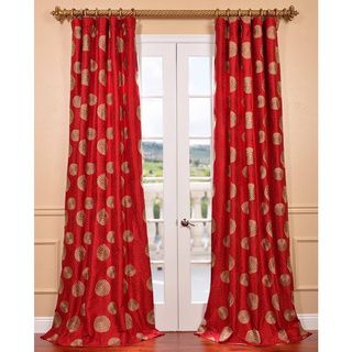 Zen Garden Tango Red Embroidered Faux Silk Curtain Panel EFF Curtains